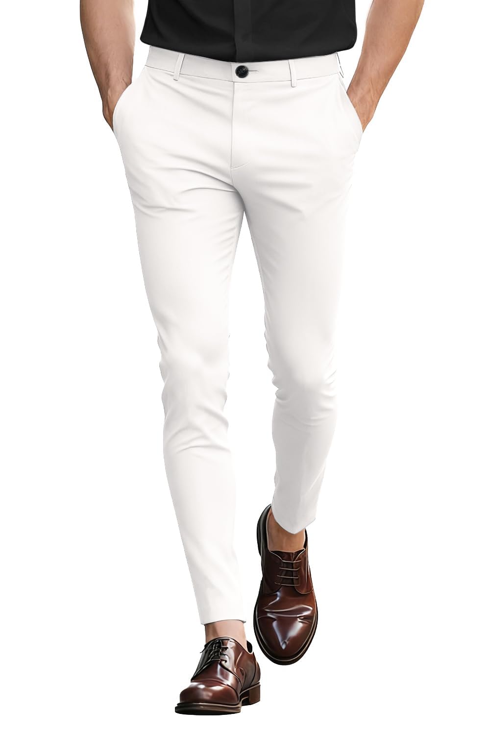GINGTTO Herren Chino Hose Skinny Stretch Flat-Front Smart Stoffhose | Super Stretchy,Flat Front Chin