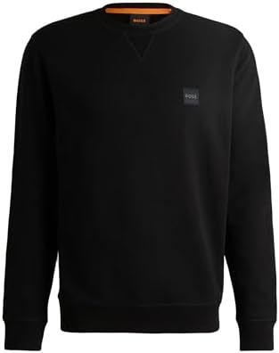 BOSS Herren Westart Relaxed-Fit Sweatshirt aus Baumwolle mit Logo-Aufnäher XS Black1, XS Black1