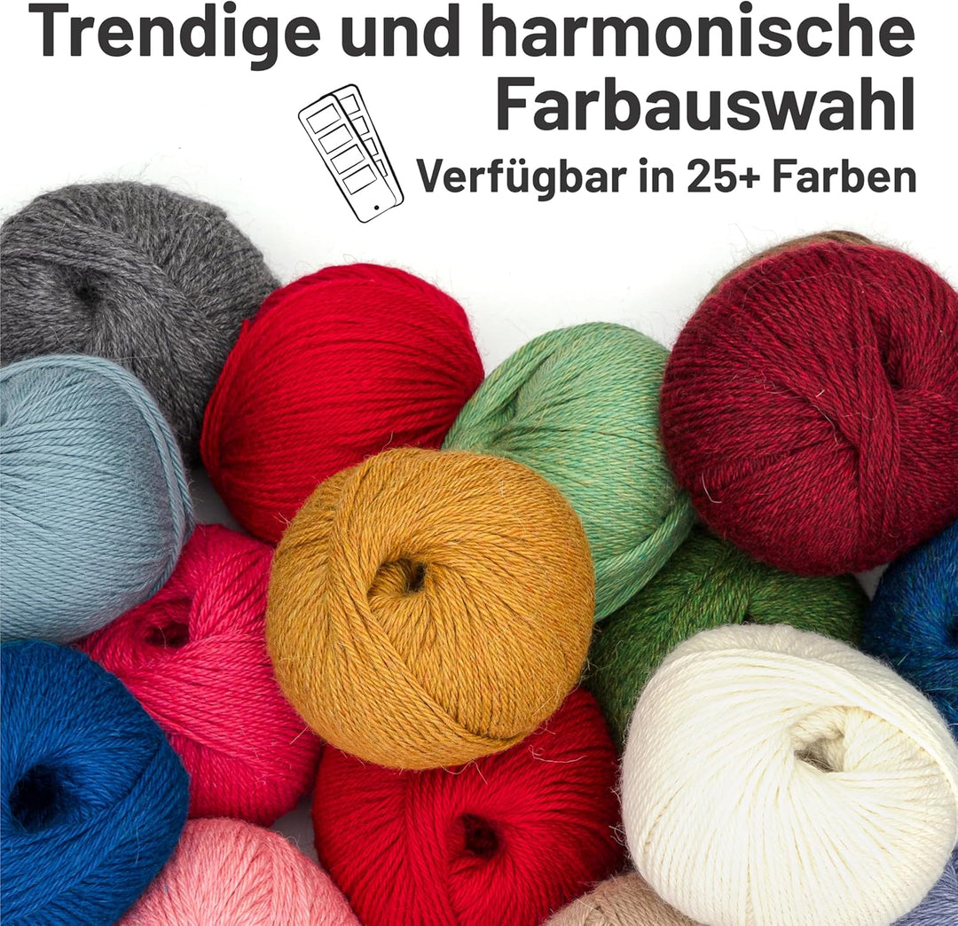 HANSA-FARM | Alpacare 100% waschbare Baby Alpakawolle in 25 Farben - 300 Set DK (6 x 50g) - Die 1. m