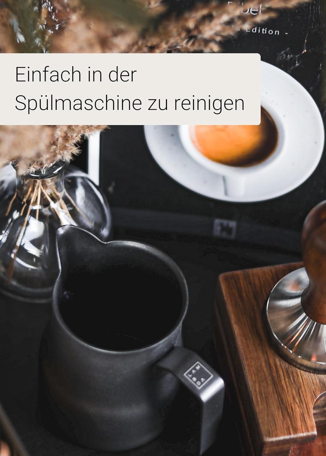 Lambda Coffee Barista Espresso Kännchen Edelstahl 150ml I Espresso Kanne schwarz-anthrazit zum Giess