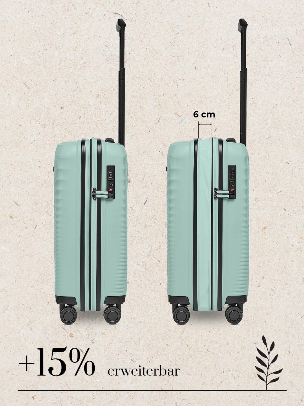 Farmhood Eco Edition Hartschalen Kabinen-Koffer nachhaltig | Kleiner Cabin-Trolley 40 x 22 x 55 cm m