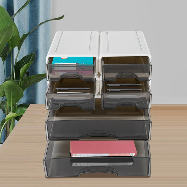 6 Schubladen Büro Aufbewahrungsbox aus Kunststoff, Stapelbare Schubladen Organizer für Dokumente, Bü