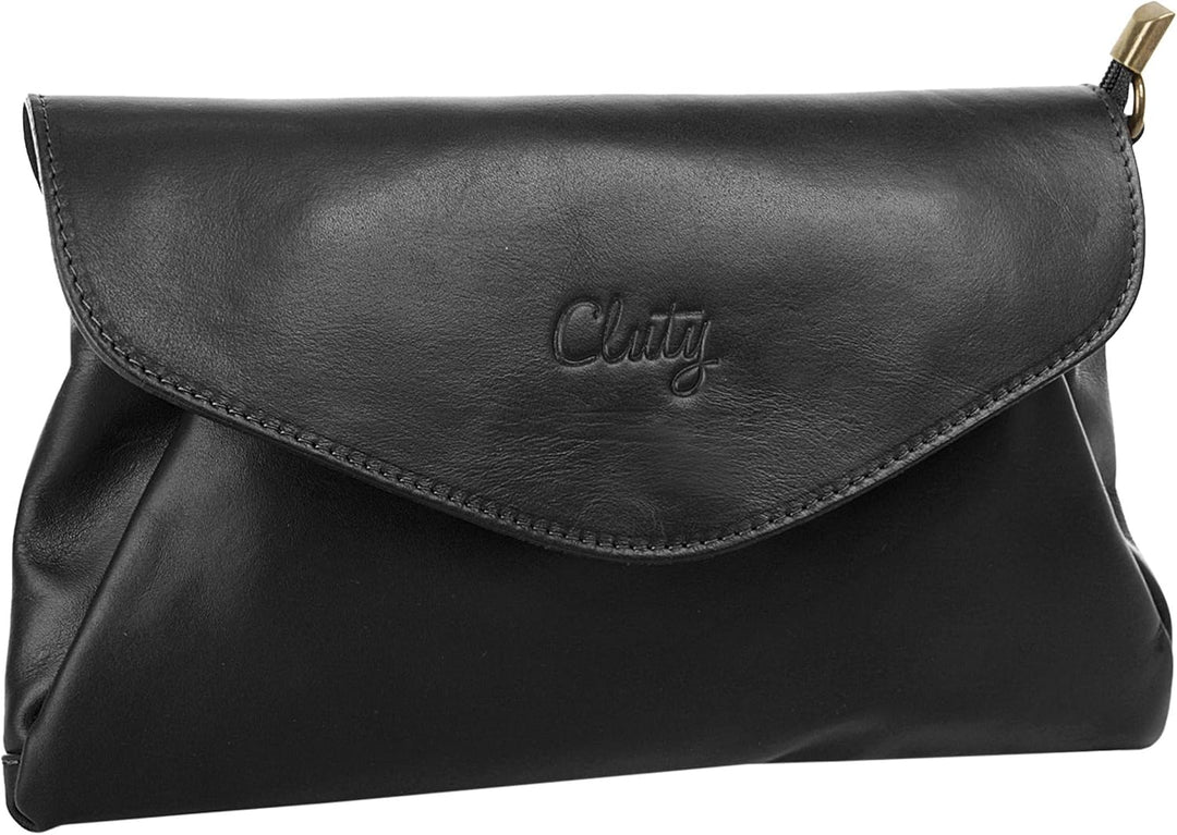 Abendtasche Echt Leder Damen Made in Italy, Clutch Handtasche, Umhängetasche mit Magnetverschluss, e