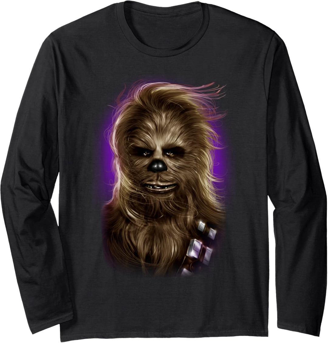 Star Wars Chewbacca Flowing Hair Portrait Langarmshirt