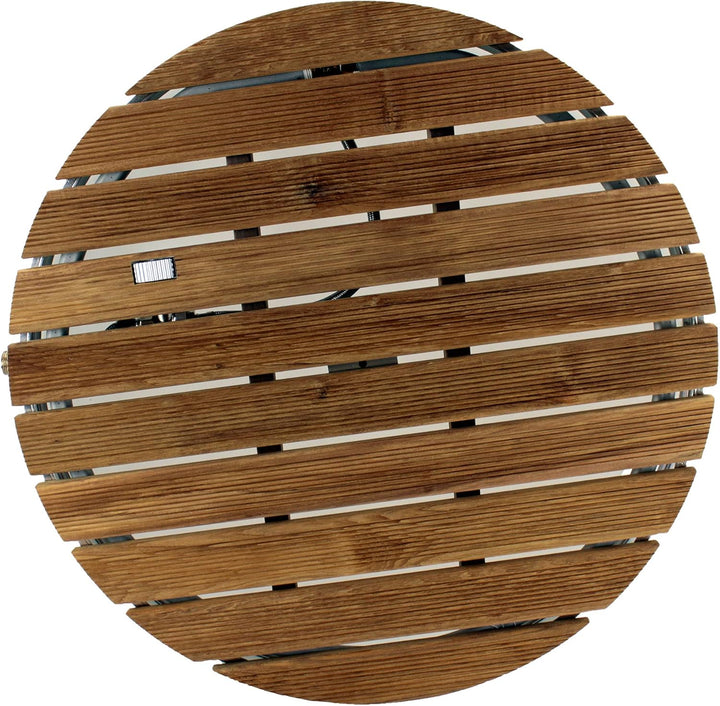 @tec Bodendusche Set aus Gartendusche und Wasserschlauch 15m, Campingdusche aus massivem Teakholz zu