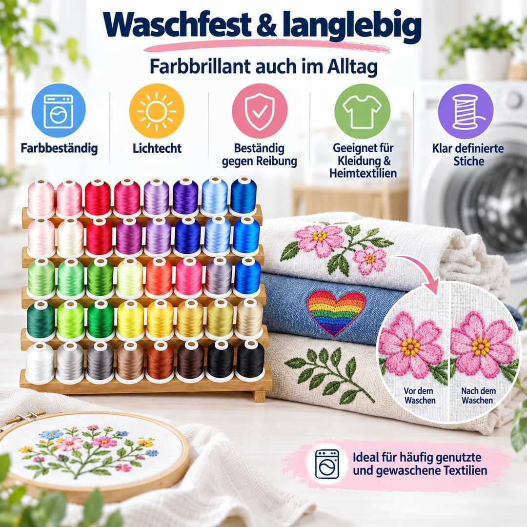 Simthread 40 Farben Polyester Stickgarn 500 Meter (550Y), für Babylock Janome Kenmore Singer Sticker