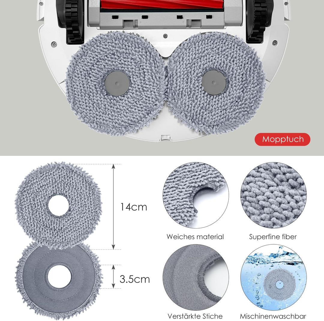 Zubehörset für Roborock Qrevo S/Qrevo MaxV/Qrevo Pro, 1*Main Rollbürste 4*Staubbeutel 4*Seitenbürste