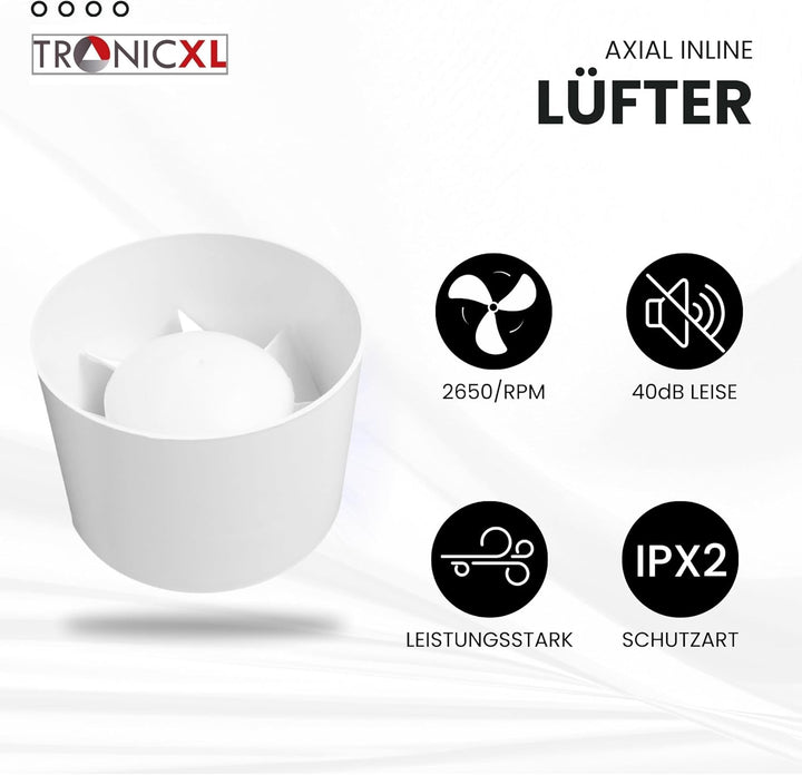TronicXL Grow Abluft Set 100mm leise Belüftungsset für Growbox Aktivkohlefilter Lüfter Abluftlüfter