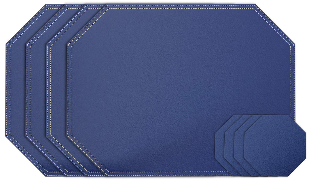 Nikalaz Platzsets und Untersetzer (4er set), recyceltem Leder, Platzdeckchen 40 x 30 cm und Unterset