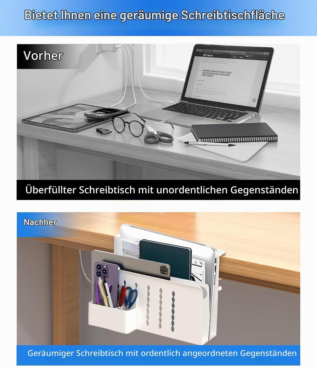 Schreibtisch Seitenaufbewahrung, Doppelschichtiger Desk Side Storage Mit Magnetischer Stifthalter Ke