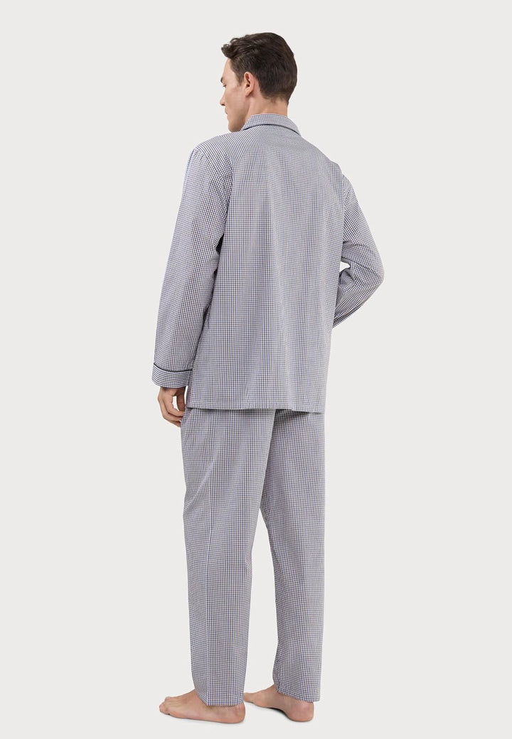 El Búho Nocturno Schlafanzug Herren Lang Baumwolle Pyjama Für Herren Klassisch Revers Knopfjacke Kar