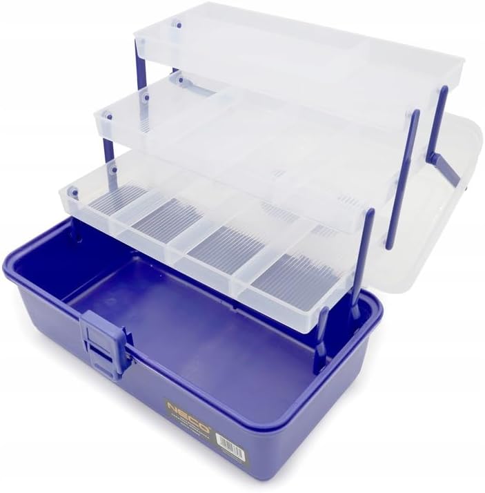 NECO Angelbox mit 3 Schubladen – Tackle Box 36x19x20 cm | Gerätekasten für Angelzubehör, Haken, Köde