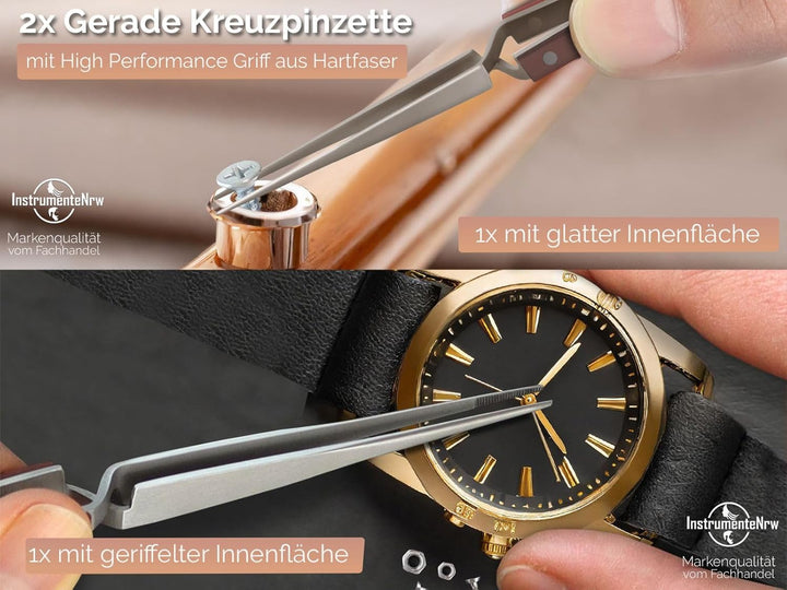 Kreuzpinzetten Set 4-Teilig Lötpinzette Klemmpinzette Technische Pinzette Gerade Gebogen Abgewinkelt