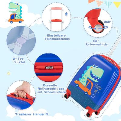 DREAMADE 2 TLG. Kinderkoffer & Rucksack, 16” +12” Kinderkofferset, Kindertrolley Kindergepäck, Handg