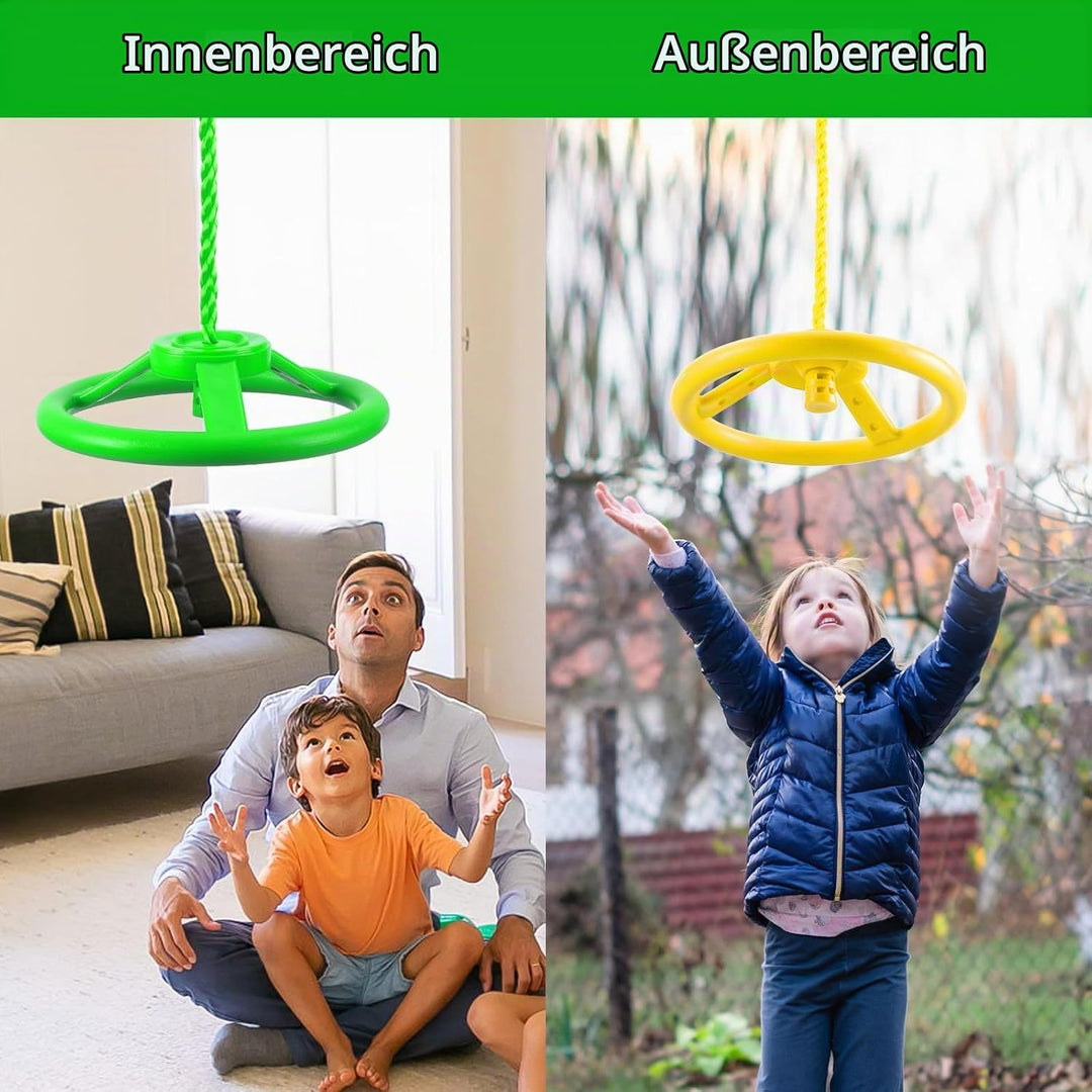 PELLOR Kletterringe Kinder, Lenkradring, Gymnastikringe, Kletterringe für drinnen und draussen Gelb
