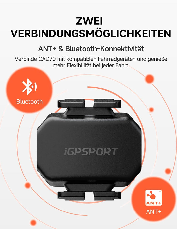 iGPSPORT CAD70 Trittfrequenzsensor &amp; SPD70 Geschwindigkeitssensor, Fahrrad, CAD70