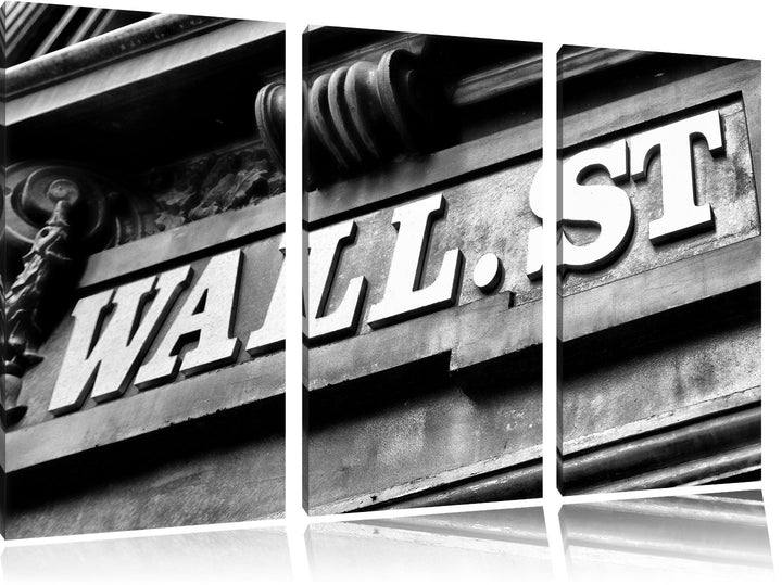 Pixxprint Wall Street in New York/Format: 3-Teiler (120x80cm) cm/Leinwandbild fertig bespannt Wandbi