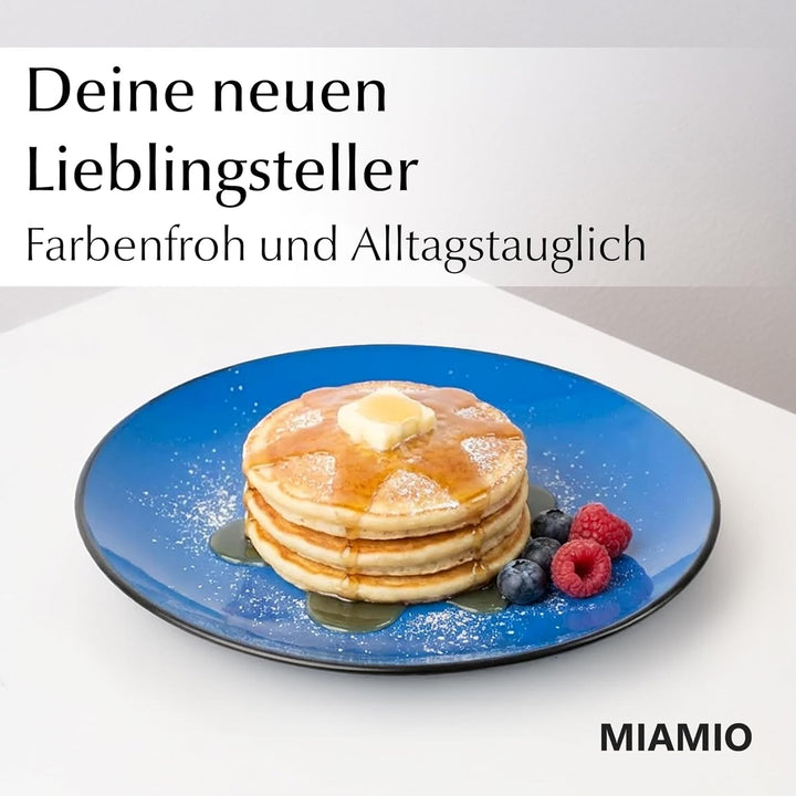 MIAMIO Le Papillon Kollektion – Dessertteller 6er Set Steingut Geschirrserie 21 cm – Spülmaschinen-