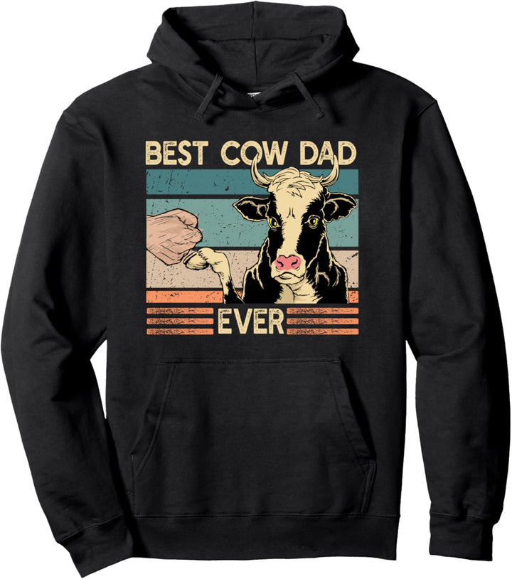 Best Cow Dad Ever Retro Vintage Kuh Bauer Geschenk Pullover Hoodie