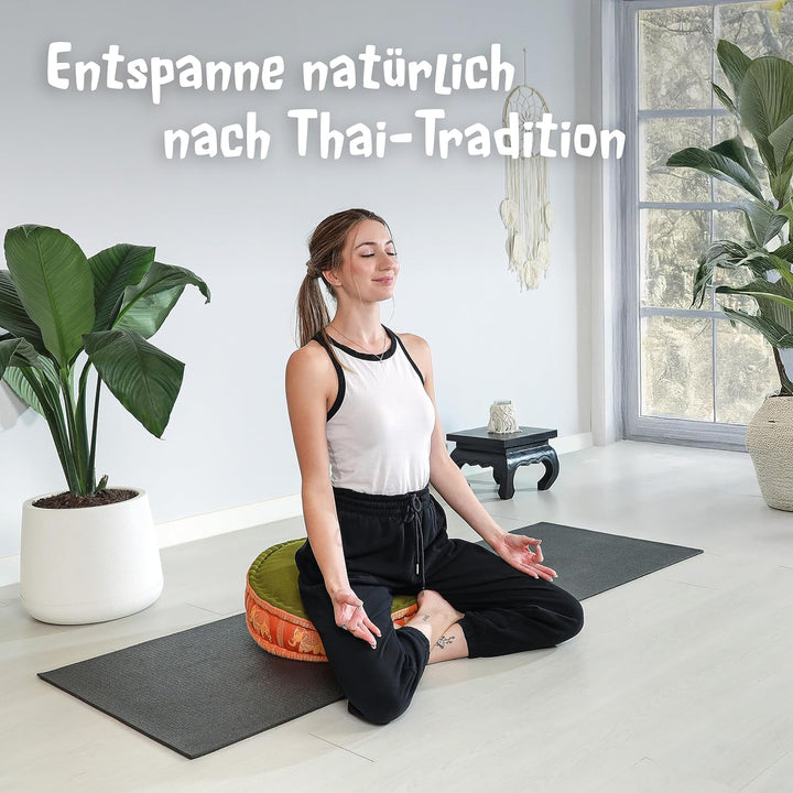 livasia Meditationskissen mit Thaiseide, Yogakissen mit Kapok, Pouf, Bodenkissen für Yoga und Zen Me