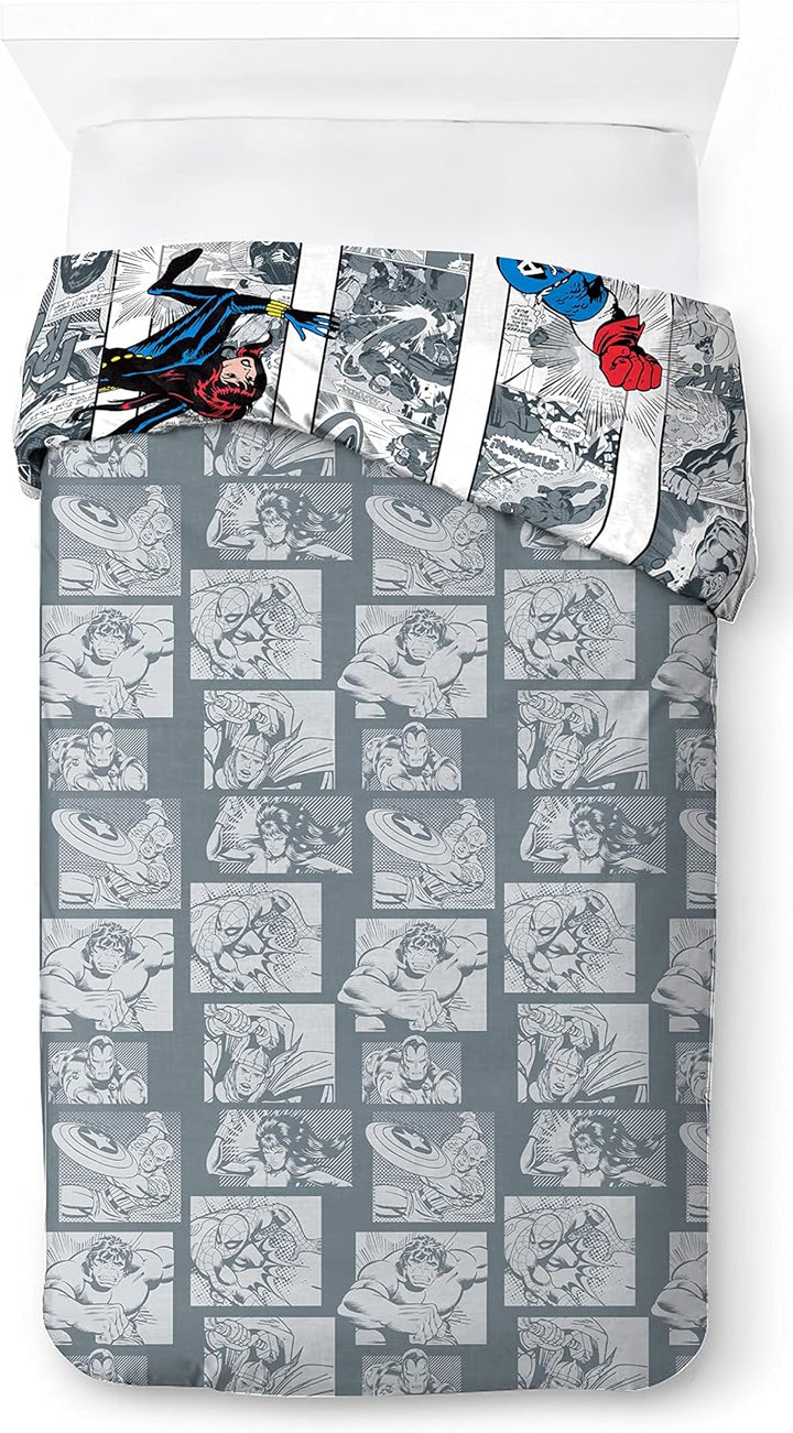 Marvel Comics Comic Cool 100% Baumwolle Kinderbettwäsche-Set 135x200 cm Einzelbettgrösse - Bettbezug