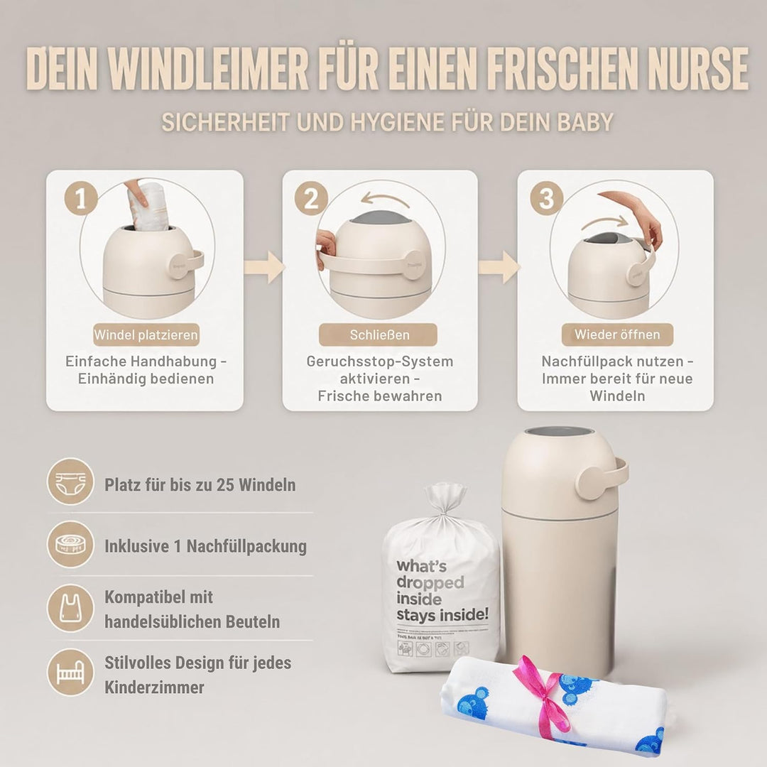 Set Magic Windeleimer Majestic &amp; Windel Blaubär | Kinderhaus Blaubär: Diaper Keeper 12L mit Geruchss