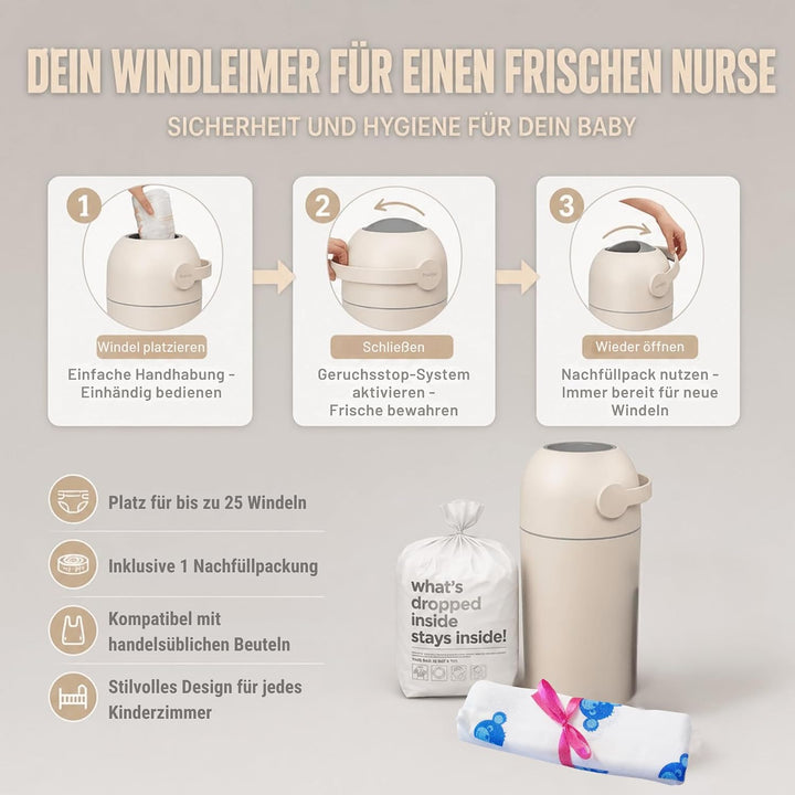 Set Magic Windeleimer Majestic &amp; Windel Blaubär | Kinderhaus Blaubär: Diaper Keeper 12L mit Geruchss