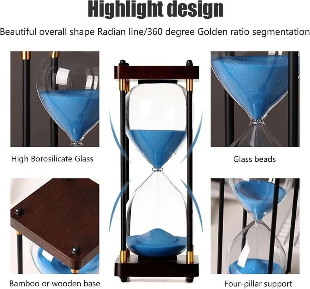 Grosse Sanduhr 60 Minuten, Sanduhr aus Holz, Regenbogen Glas Deko Sanduhren, Geschenk Sanduhr, für H