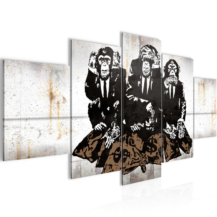 Runa Art Wandbilder Street Art Affen 5 Teilig Bild auf Vlies Leinwand Deko Loft Wohnzimmer Duke of L