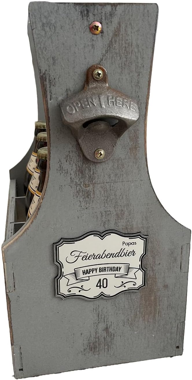 SNEG Flaschenträger aus leichtem Holz | Bierträger | Handwerker | Six-Pack | Männerhandtasche mit Sc