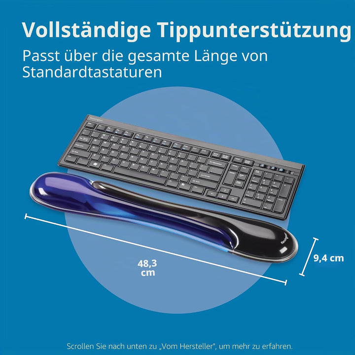 Kensington ergonomische Duo Gel Tastatur Handgelenkauflage, 94 x 483 mm, Rutschfeste und bequeme Han