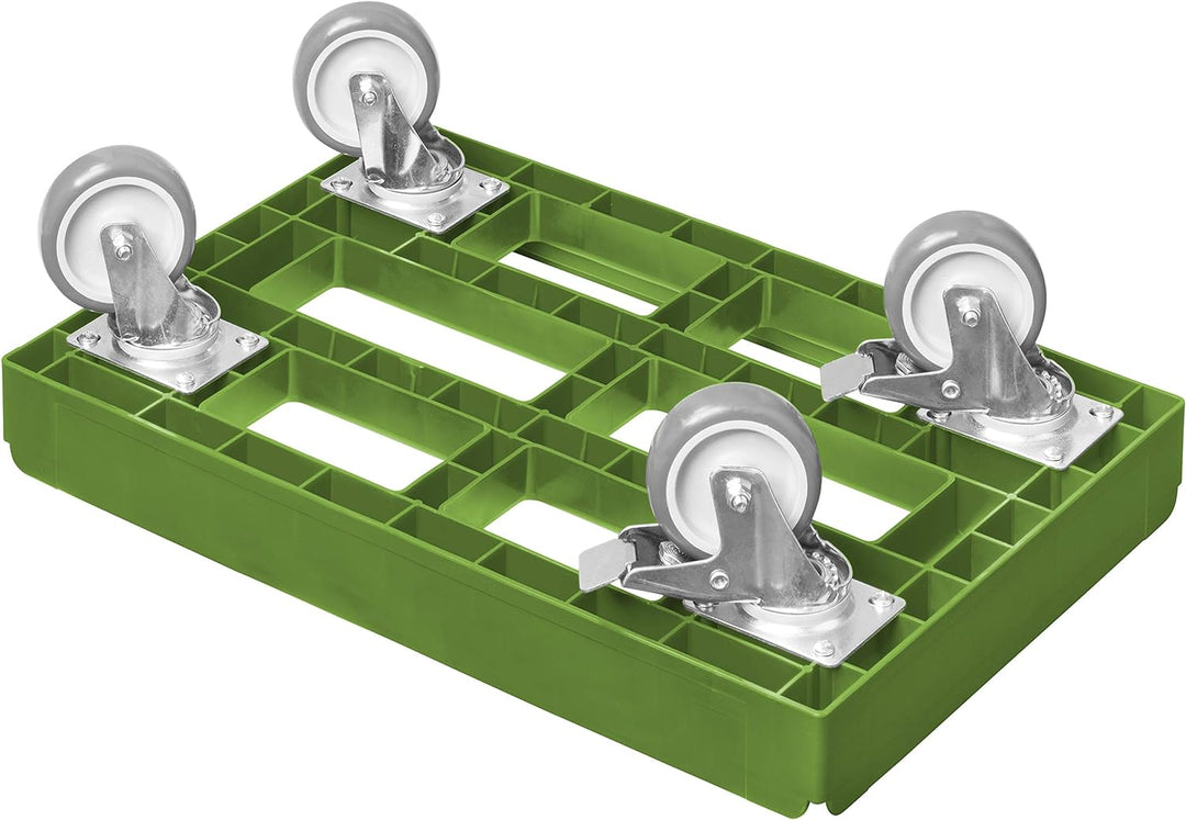 5 Stück Transportroller für Kisten 60 x 40 cm mit 2 Bremsen in grün