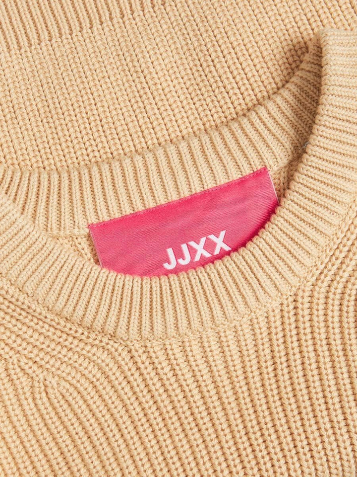 JJXX Damen Jjxx Jxcarlota Ls Twist Cropped Cn Knit Pullover L Beige, L Beige