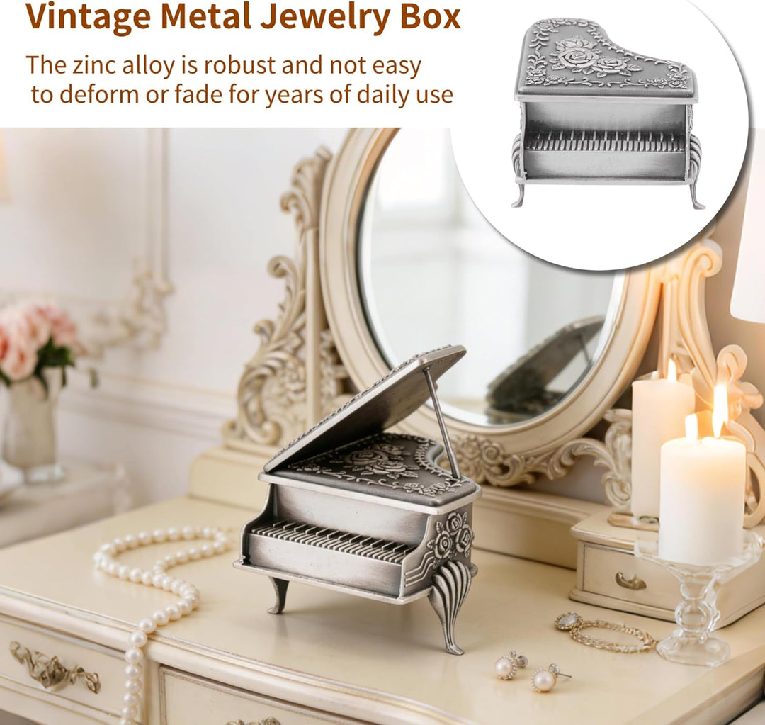 Vintage Metall Schmuck Box, Klavier geformte Schmuck Organizer Antike Zink Legierung Schmuck Fall Ri