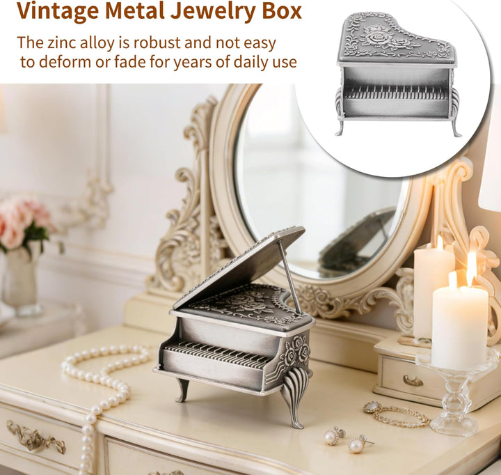 Vintage Metall Schmuck Box, Klavier geformte Schmuck Organizer Antike Zink Legierung Schmuck Fall Ri