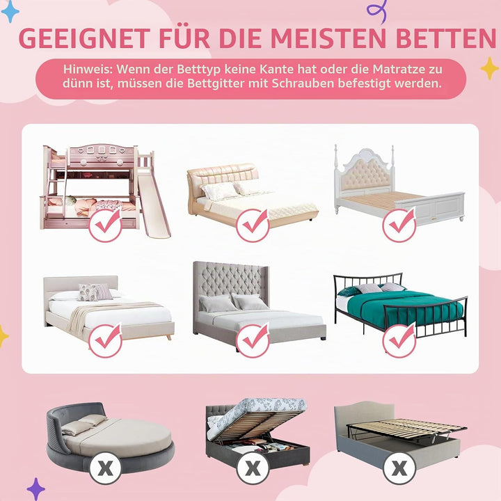 Kidsgigglz Rausfallschutz Bett, 150cm Bett Rausfallschutz Kinder, Bettgitter Bettschutzgitter Kinder