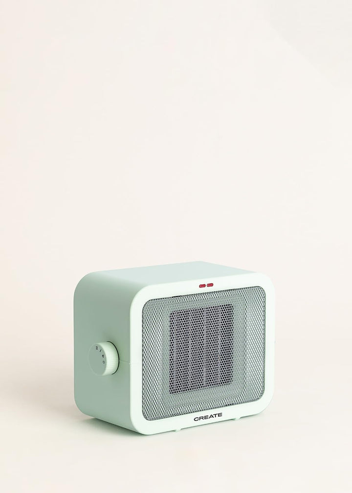 CREATE/WARM BOX/Keramik-Heizkörper Pastellgrün/Tragbare, Thermostat, 2 Leistungen, PTC-Heizung, Über