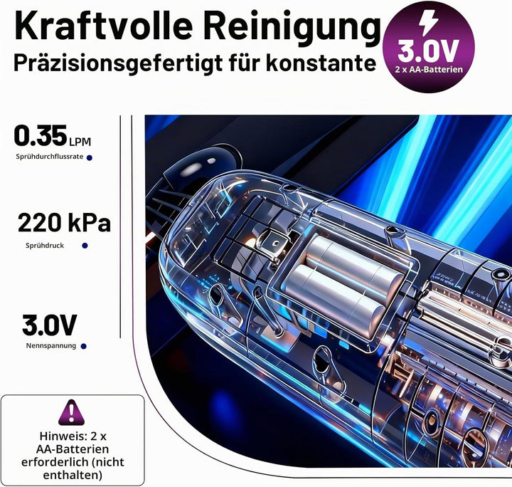 Elektrischer Sprühwischer Bodenreiniger Starter Set mit 2 Reinigungspads, 700ml Flasche & Schaber, 3