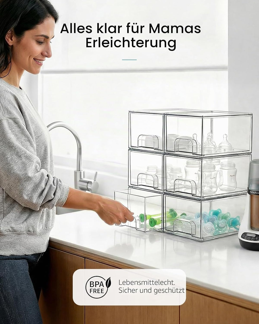 Vtopmart 8er-Set Kleine Stackable Storage Drawers, Acrylic Organiser, Aufbewahrung und Organisation