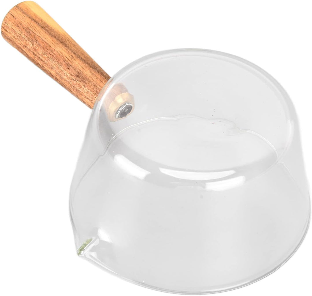 Glastopf mit Holzgriff V-förmiger Ausguss für die Küche zu Hause(400ml)
