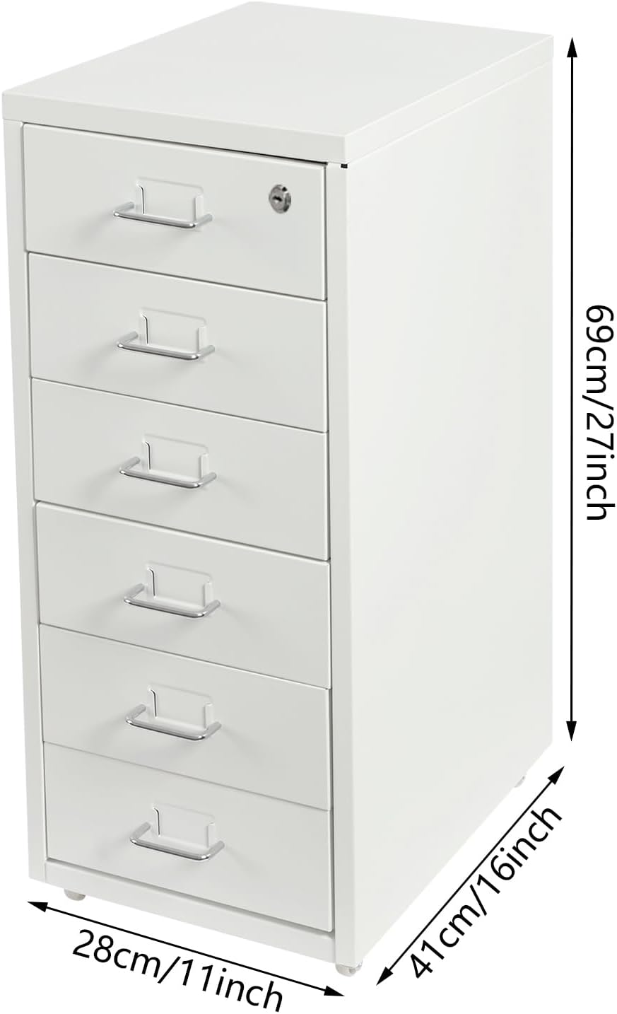 6 Ebenen Mobiler Vertikal Aktenschränke Aufbewahrungsschrank für Home-Office,28x41x69cm Anti-Kippen