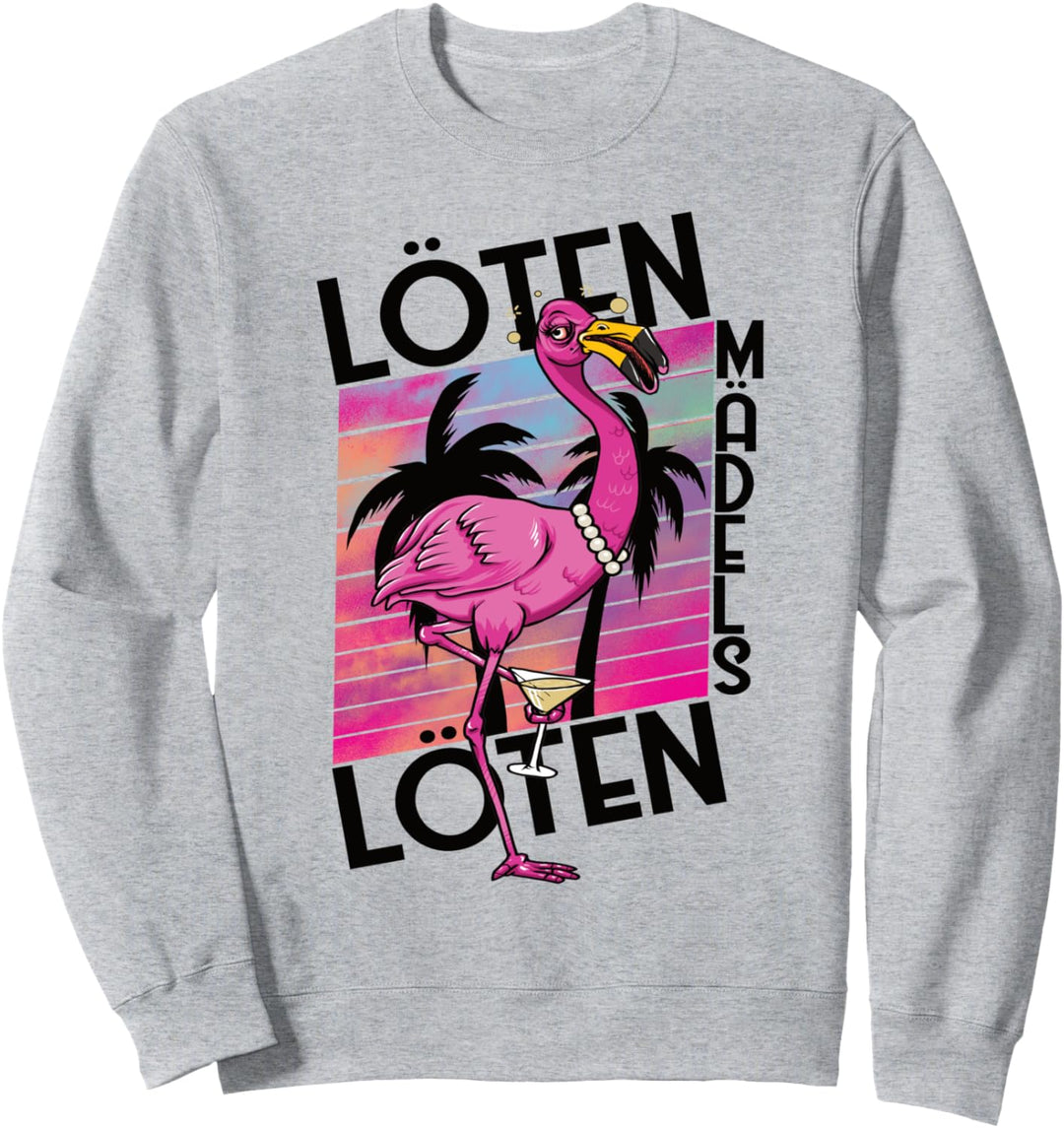 Sekt Löten Mädels Löten Damen Wein Feier mit Party Flamingo Sweatshirt