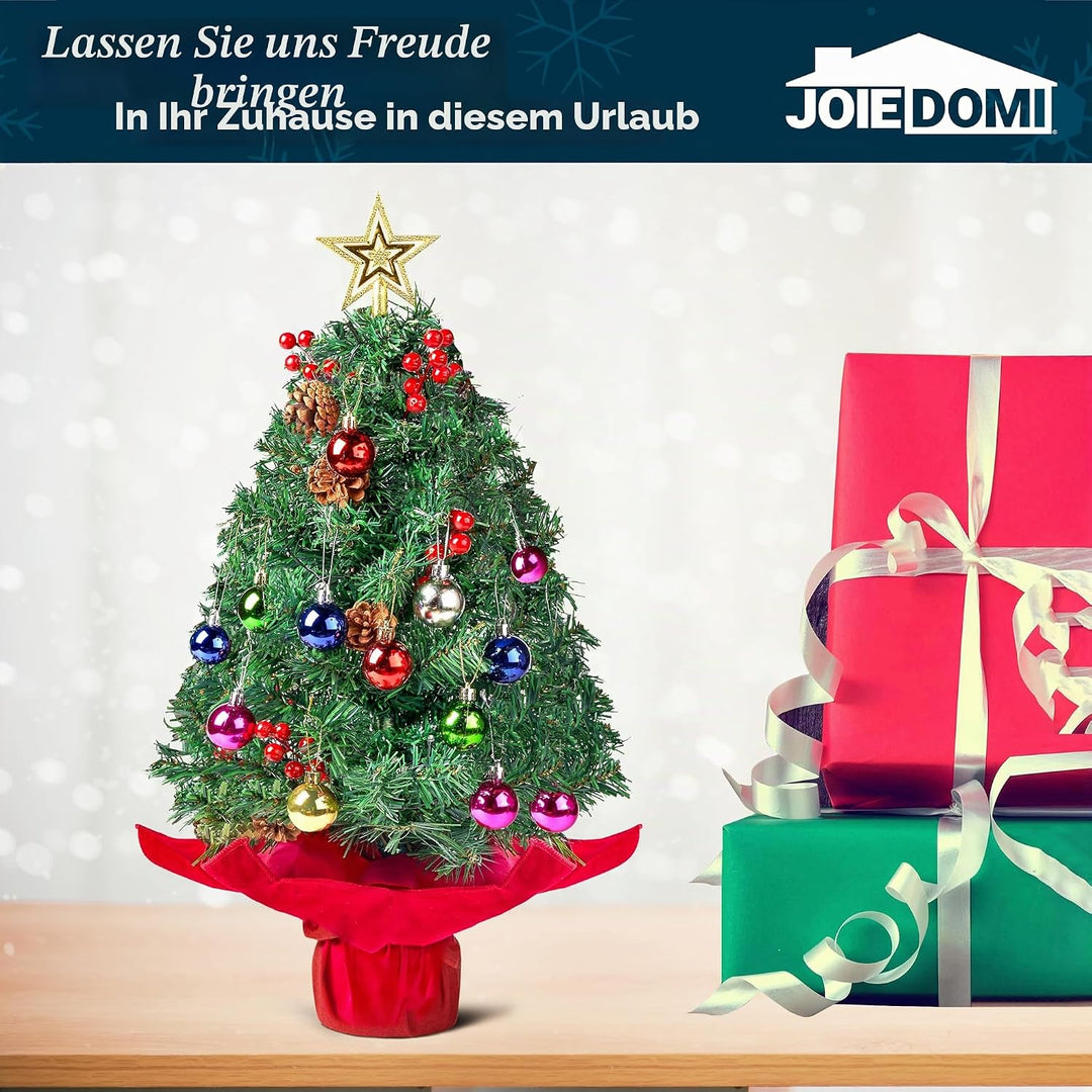 Joiedomi 24" Prelit Tabletop Weihnachtsbaum mit warmen Lichtern, Stechpalmen Beeren, Tannenzapfen fü