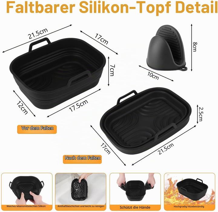 Heissluftfritteuse Zubehör für Ninja, Airfryer Zubehör für Ninja Foodi AF400EU AF451EU 9.5L Double S