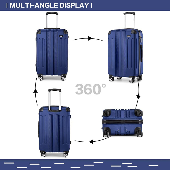 KONO Trolley Handgepäck Koffer 55x35x20cm Rollkoffer Reisekoffer mit 4 Rollen und Schloss (Navy Blau