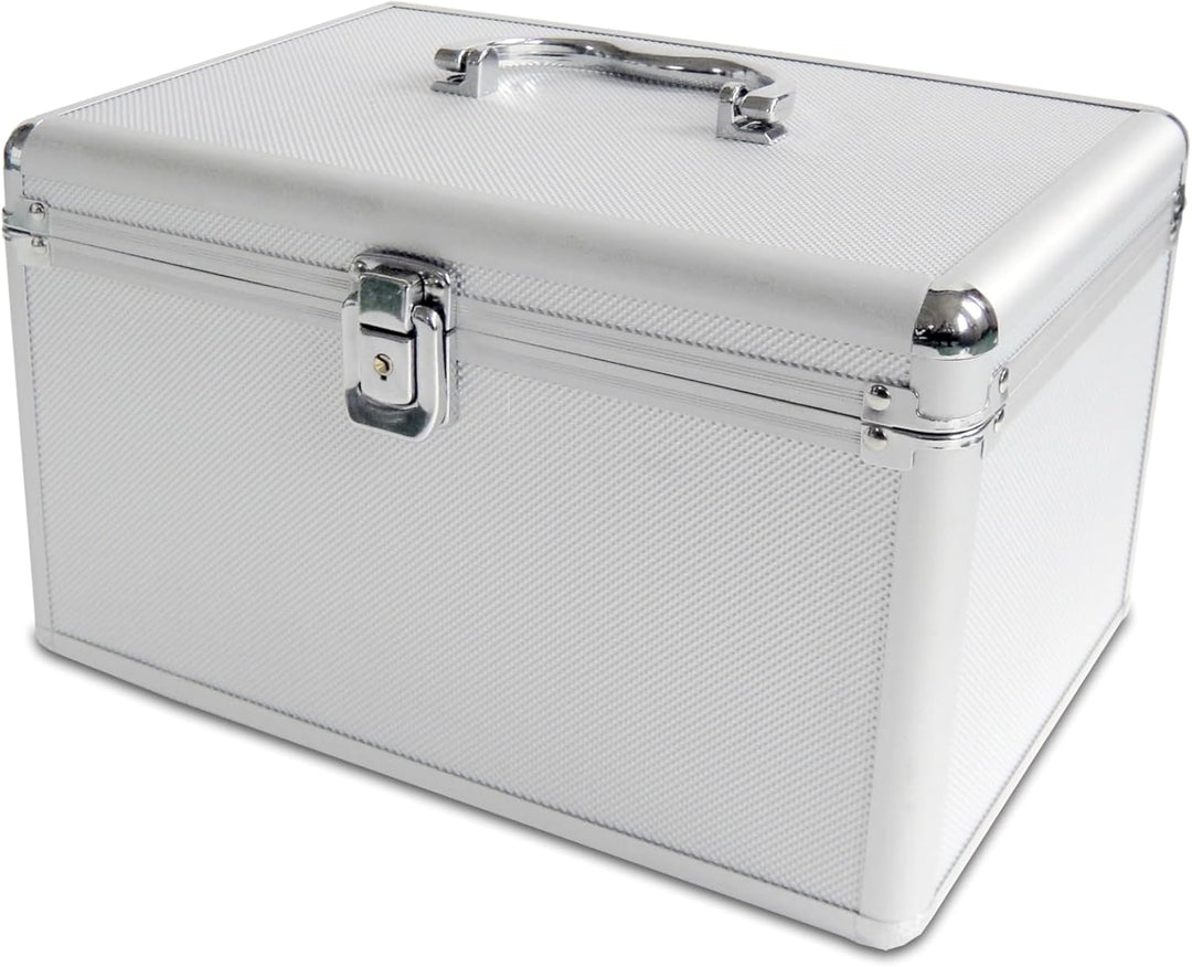 MediaRange Media storage case for 120 discs, aluminum look, with hanging sleeves, silver
