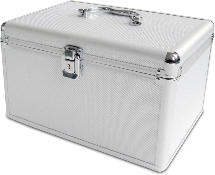 MediaRange Media storage case for 120 discs, aluminum look, with hanging sleeves, silver