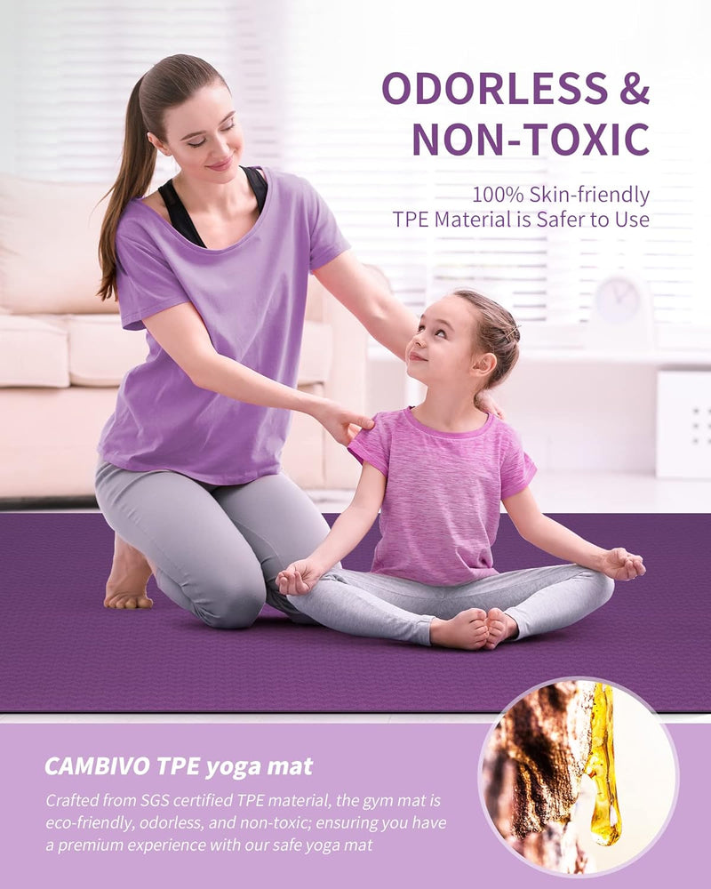 CAMBIVO Yogamatte XXL, Yoga Matte 183cm x 122cm x 6mm, Sportmatte Fitnessmatte Rutschfest, TPE Gymna