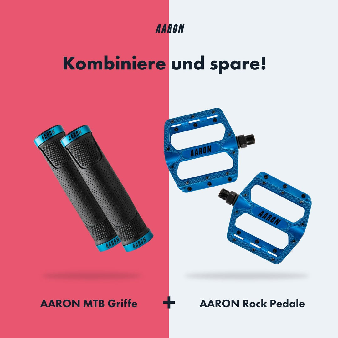 AARON MTB Fahrradgriffe mit Gel Auflagefläche - Lenkergriffe aus rutschfestem Gummi inkl. Lenkerendk