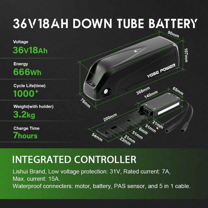 YOSE POWER Ebike Kit 36V250W 26''/28" Frontmotor E-Bike Hub Umbausatz Integrierte Controller mit Hai